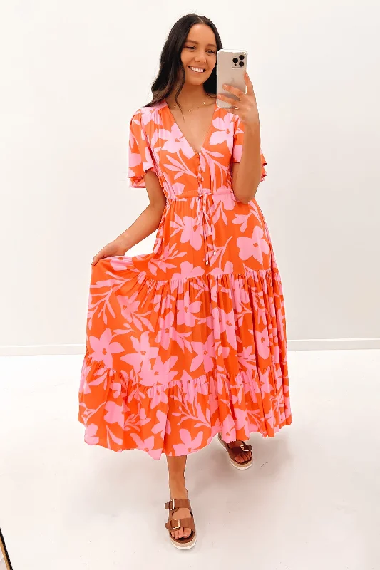 Livia Maxi Dress Orange Pink