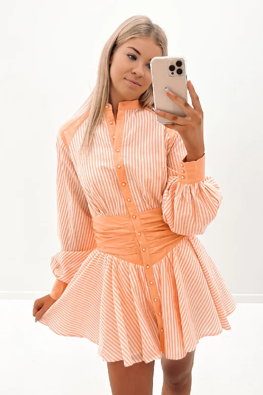 Maddelyn Mini Dress Orange Stripe