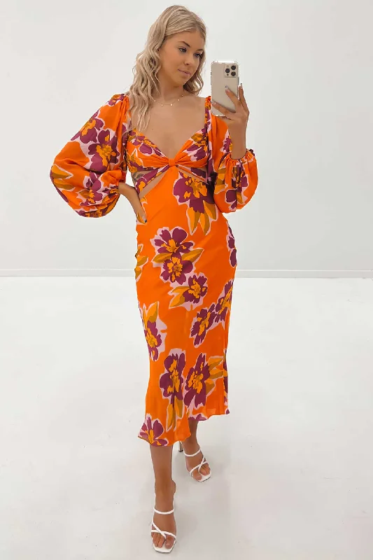 Myah Maxi Dress Orange Multi