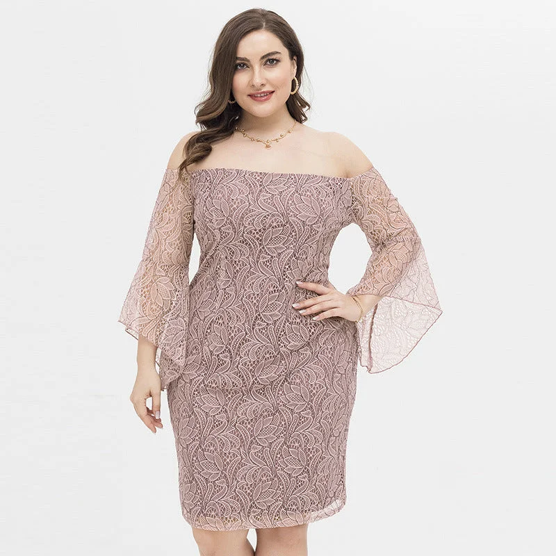 NiDELL Amazon Cross-Border Foreign Trade AliExpress plus Size Women's Clothing Fat Sister Elegant Slim Lace Dress Fx200025