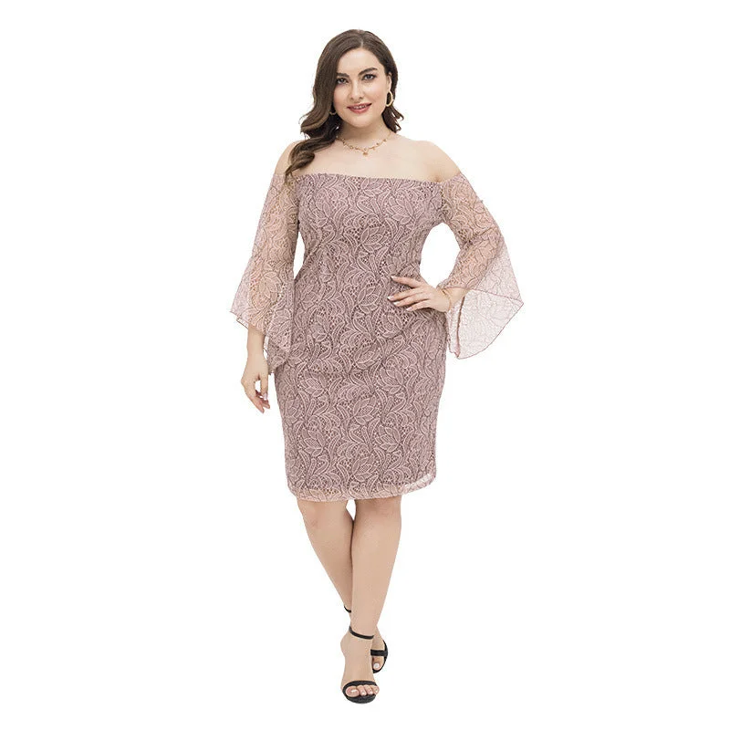 NiDELL Qicai Cross-Border Foreign Trade AliExpress Large Size Women's Clothing Elegant Slim Lace Dress for Fat Sister Fx200025