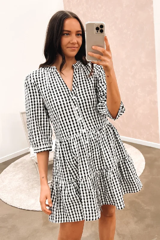 Scarlett Mini Dress Black Gingham