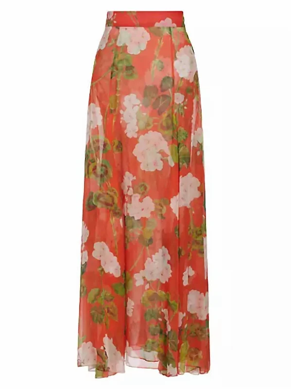 Women's Geranium Maxi Skirt In White/sienna