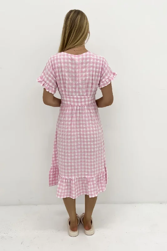 Wren Midi Dress Pink Gingham