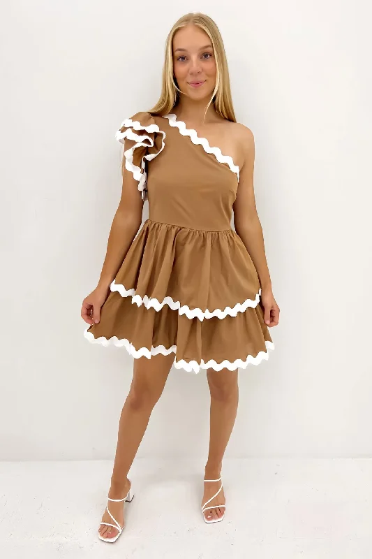 Xylah Mini Dress Tan White