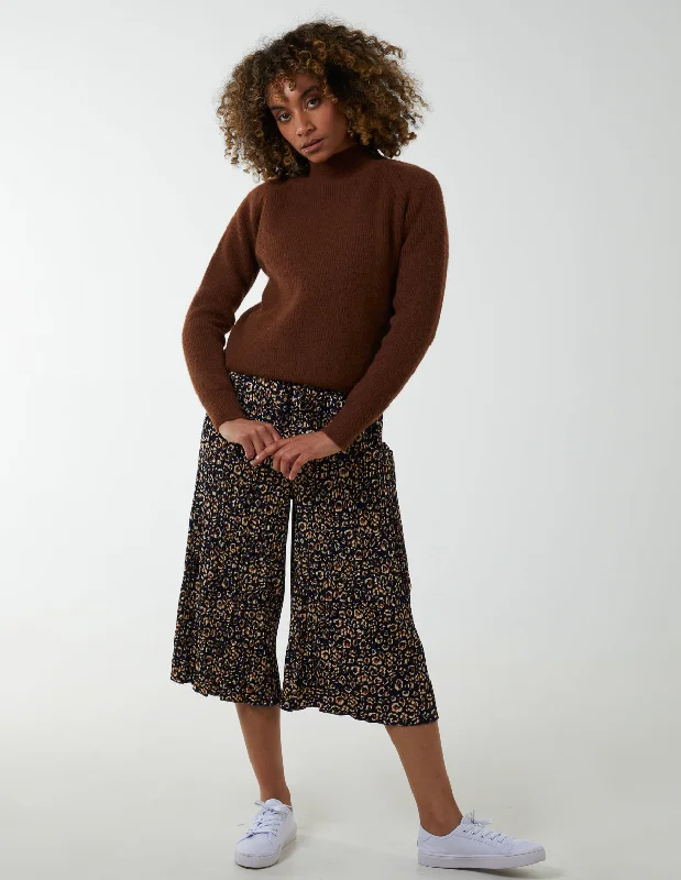 Animal Print Cropped Trousers