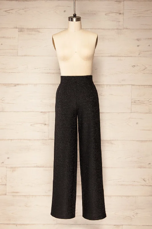 Bamenda | Black Glittery Wide Leg Pants