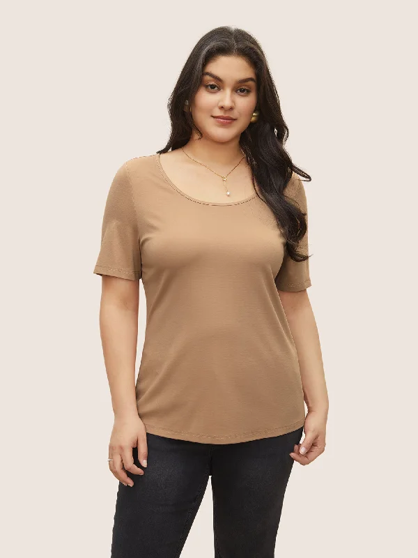 Basic Solid Round Neck T-shirt