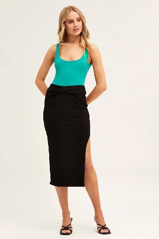 black-midi-skirt-high-rise-side-split-rib-sm2472-46pb