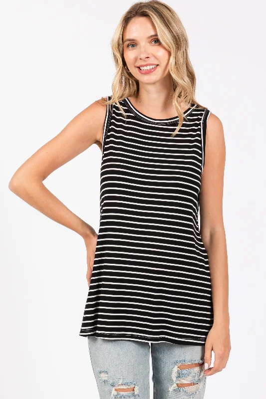 black-striped-maternity-tank-top