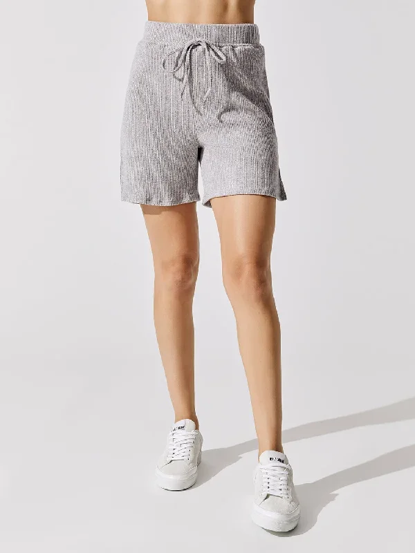 Brushed Ribbed Boyfriend Short - Heather Grey