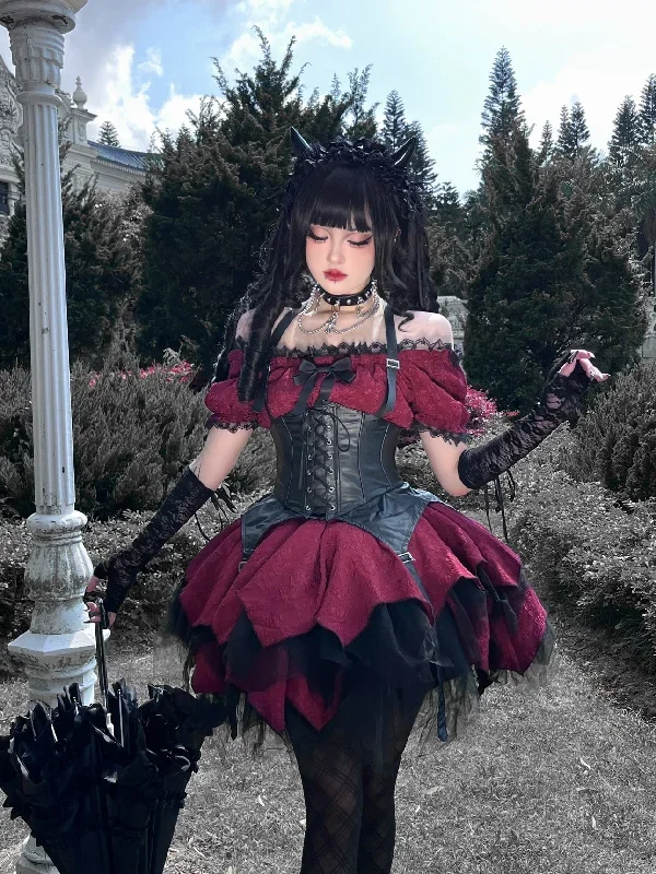 (Buyforme)Kiko Lolita~Gothic Enchanting Lolita Nightshade Princess Skirt Set