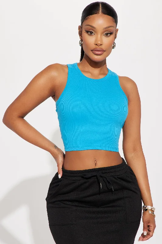 Cara Ribbed Tank - Turquoise