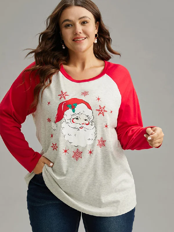 Christmas Graphic Contrast Raglan Sleeve T-shirt