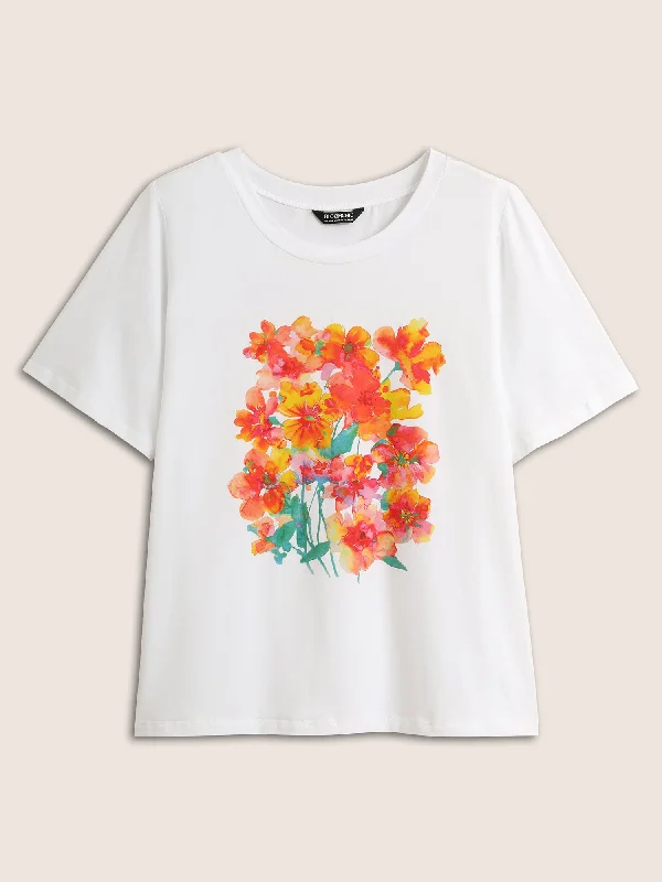 cotton-crew-neck-flower-print-t-shirt