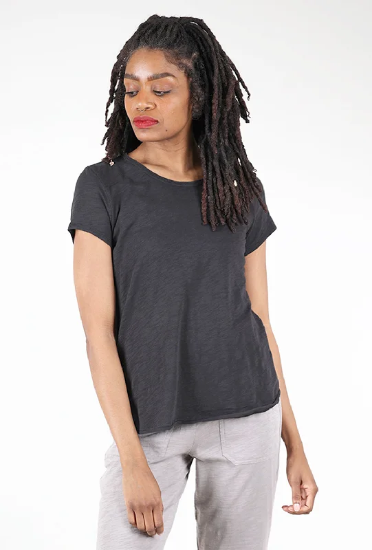 Cotton Slub Scoop Tee, Black