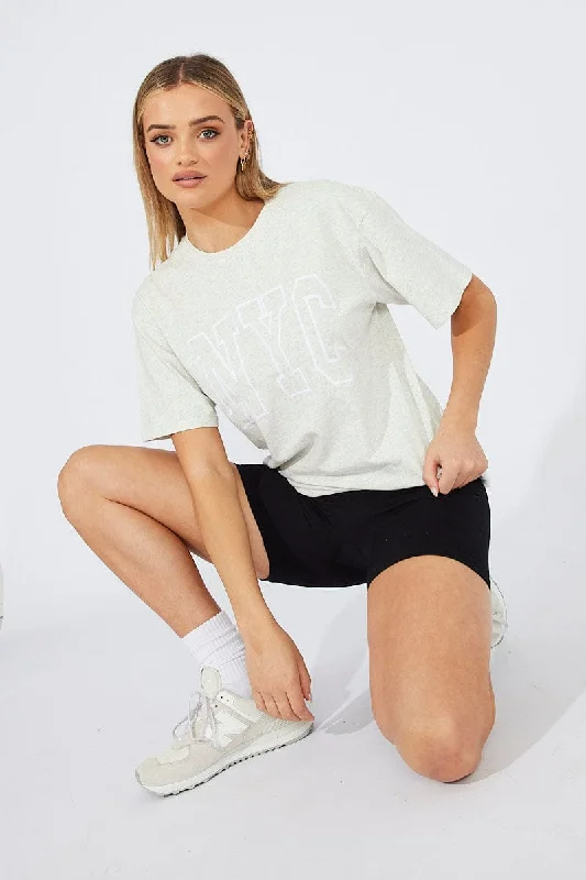 Grey Graphic Tee Short Sleeve