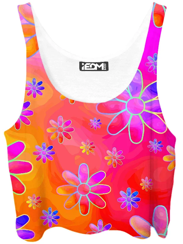 Hippie Trippy Flowers Crop Top