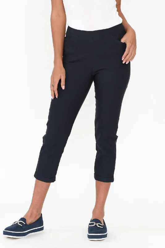 Jensen Navy Cotton Stretch Pants