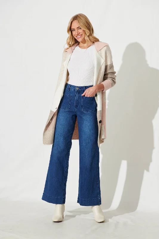 Juan High Rise Wide Leg Jean In Dark Blue Denim