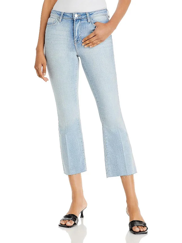 Kendra Womens Denim Crop Flare Jeans