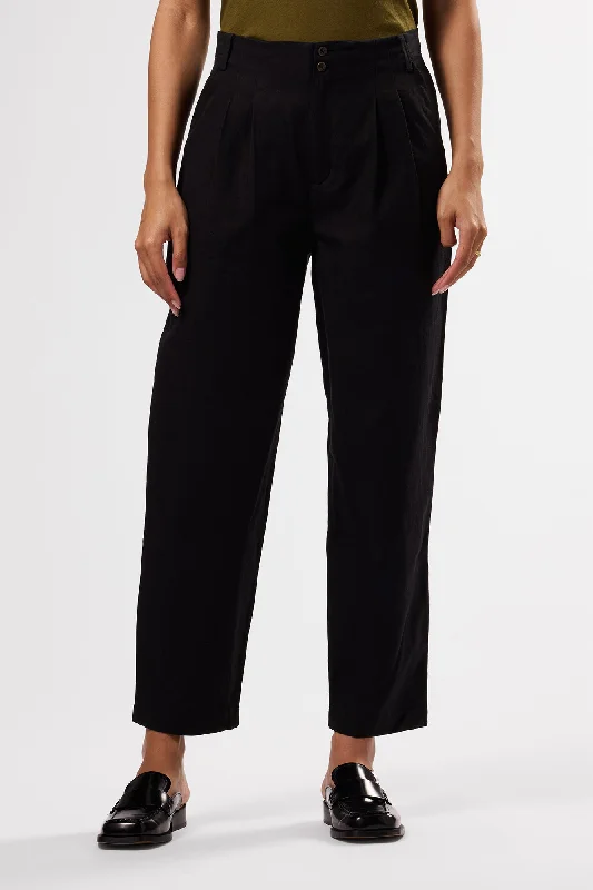 Larisa Cotton Linen Pant - Black