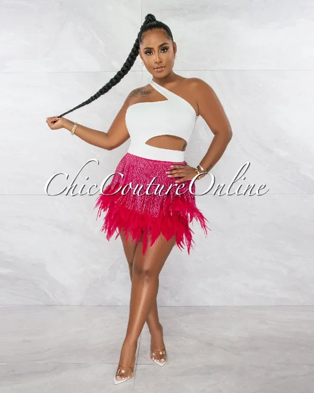 lehava-white-crop-top-fuchsia-fringe-feathers-mini-skirt-set