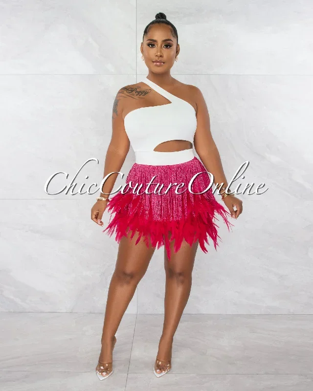 lehava-white-crop-top-fuchsia-fringe-feathers-mini-skirt-set