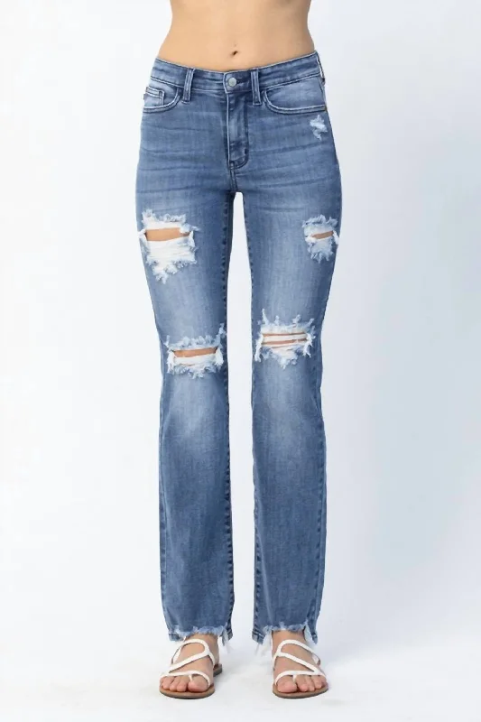 Mid Rise Straight Jean In Blue