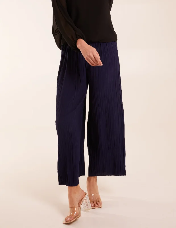 Wide Leg Pleated Trousers