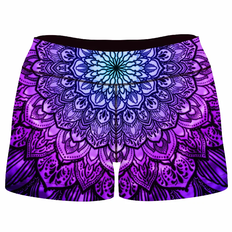 Ornate Mandala Purple High-Waisted Women's Shorts