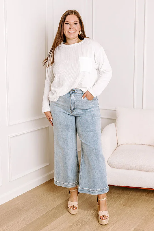 Risen Raelynn High Waist Wide Leg Jean in Light Wash Curves