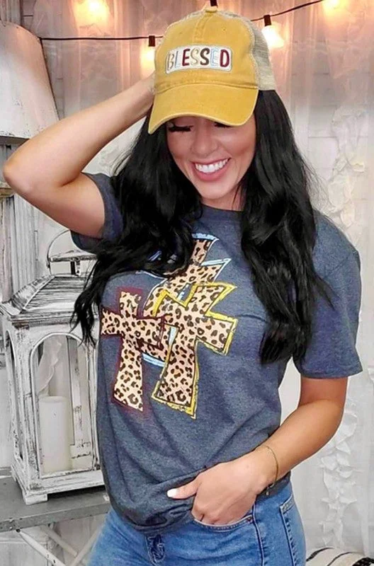 Sassy Leopard Crosses T Shirt