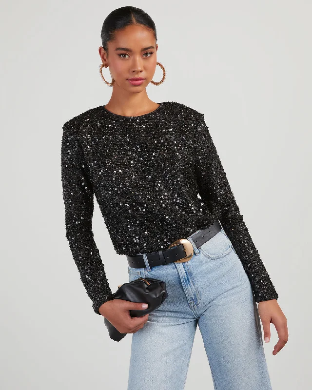 Scarlett Sequin Padded Shoulder Bodysuit