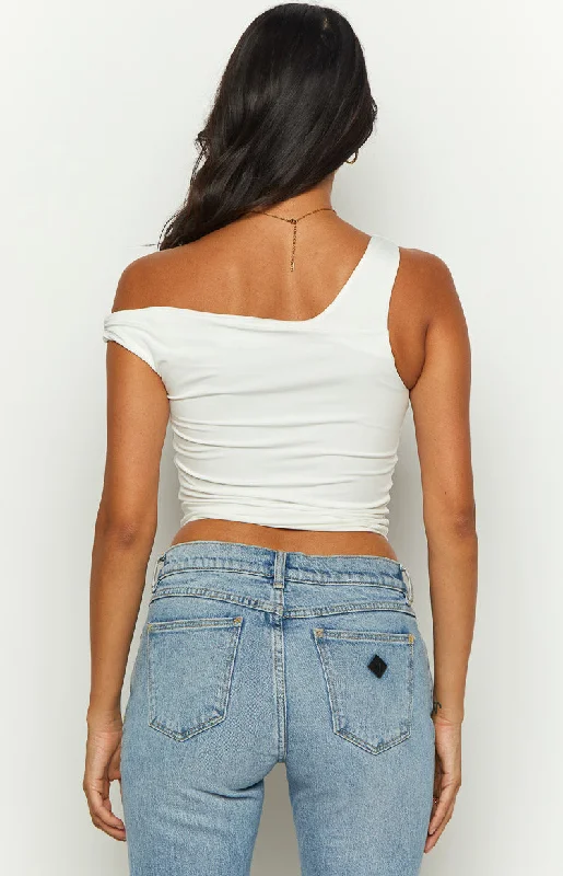 shes-sleek-white-off-shoulder-asymmetric-top