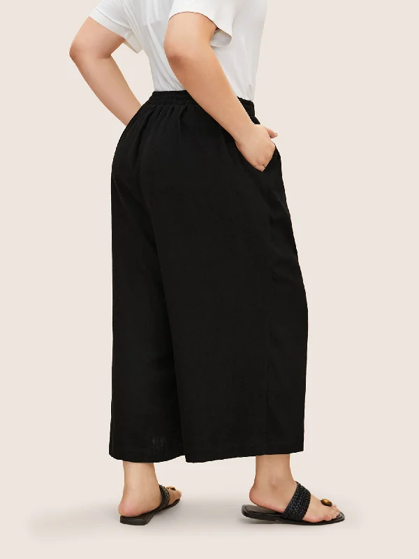 solid-cotton-linen-elastic-waist-wide-leg-pants