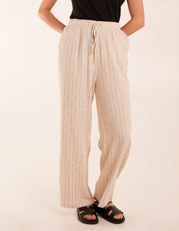 Stripe Wide Leg Linen Trousers