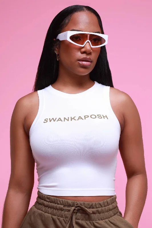 Swankaposh Logo Tank Top - White/Olive