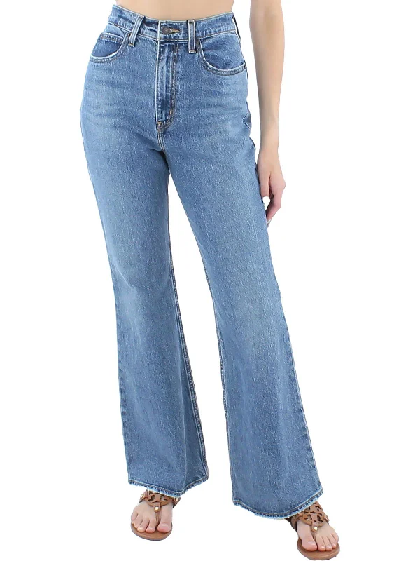 Womens Denim Stretch High-Waist Flare Jeans