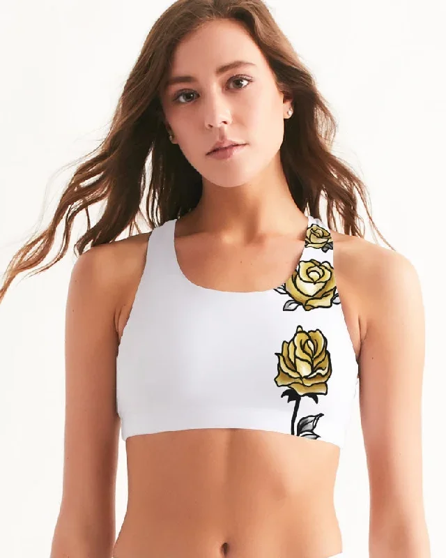 Yellow roses Women's Seamless Sports Bra